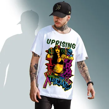 Osobnosti big print-krátke rukávy T-shirt pánske hip-hop spoločné príliv značky veľké veľkosti Európske a Americké dievča spurný