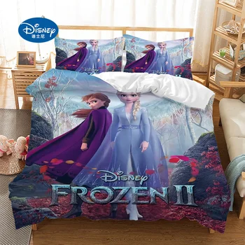 Dievčatá Disney Mrazené Elsa Anna posteľná bielizeň Nastaviť Dvojité Kráľovná King Size Perinu jeden Twin Deti posteľná bielizeň darčekové Sady