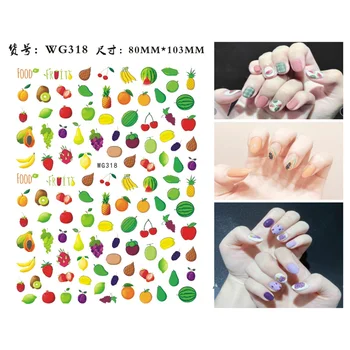 WG314-329 10pcs farebné letné ovocie nail art nálepky ice cream nail art nástroj na opravu nechtov dekorácie nastaviť taška balenie
