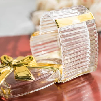 Krištáľové Sklo Skladovanie Pohárov Tvorivé Jasné Šperkov Náhrdelník Reklamnej Dekorácie Boxy Domácej Ploche Zlaté Luk Candy Nádrž s Vekom