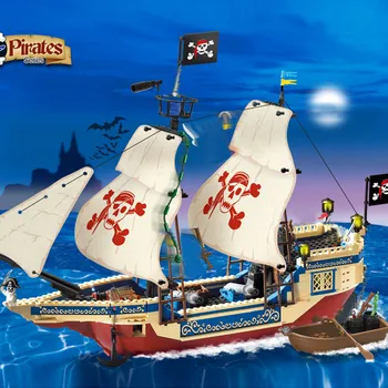 RS Black Pearl Loď Model Stanovuje Piráti Hrad Údaje Karibiku Stavebné Bloky pre Deti Hračky Tehál Darček