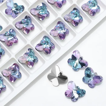 20pcs/veľa 14 mm Multicolor Prívesok Motýľ Sklenené Korálky Crystal zobrazili kľúčové tlačidlá Pre Ženy Šperky, Náhrdelníky, Takže DIY Náušnice Zistenia