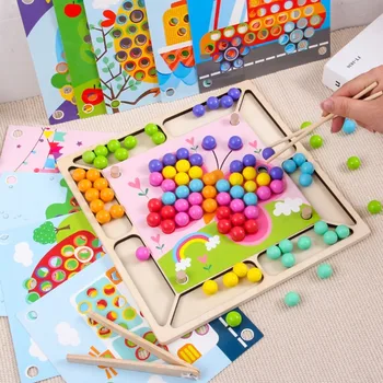 Detské Montessori Hračky, Drevené Hračky Strane Mozgu Školenie Korálky Farba Triedenie Hry Dieťa Raného Vzdelávania Puzzle Deti Hračky