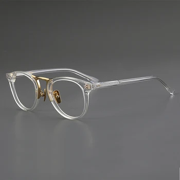 Retro Kolo Kruhu Okuliare Muž hanamade Optické Predpis Krátkozrakosť presbyopia čítanie titán Acetát žena Okuliare Rám