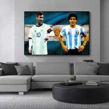 Messi a Diego Maradona Plagát Futbalový Hráč Umenie Maradona Obraz Tlač na Plátne, Plagát a Tlač pre Obývacej Miestnosti Dekorácie