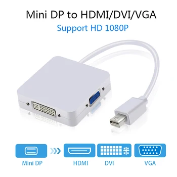 Vysoké Rozlíšenie 3 V 1 Mini DisplayPort-HDMI/DVI/VGA Displej Port, Kábel usb Adaptér pre PC Apple MacBook Projektor Samart TV