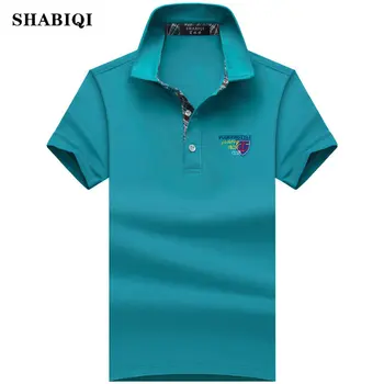 SHABIQI SummerClassic Štýl mens polo tričko značky polo pevné polo shirts bežné bavlna Krátky rukáv polo mužov Plus veľkosť