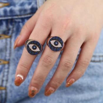 Zlé oko Krúžok Luxusné Cubic Zirconia Fantázie Veľké Prstene pre Ženy Šperky bagues pour femme