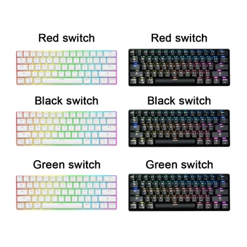 Mechanical Gaming Keyboard Profesionálny Duálny Režim Ploche Počítača Bezdrôtová Klávesnica RGB 61 Podsvietených Klávesov Rozloženie