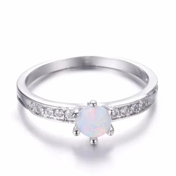 Malý Elegantný 925 Sterling Silver Crystal Snubné Prstene Kolo White/Blue Fire Opal Prst Krúžky Módne Ženy, Darčeky 2018
