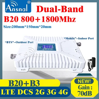 Európa 4G B20 800 1800 Dual-Band Mobil Celulárnej Zosilňovač GSM Repeater 2g, 3g, 4g 4G Siete Signál Booster Repeater LTE DCS
