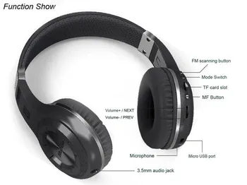 Pôvodné Bluedio H+ Bluetooth Bezdrôtové slúchadlá Stereo Super Bass, Hudba Mp3 Prehrávač, Slúchadlá s Mikrofónom FM BT5.0 slúchadlá