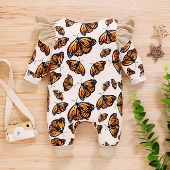Novorodenca Oblečenie Baby Fille Novorodenca Dievčatá Dlhý Rukáv Prehrabať Motýľ Romper Jumpsuit Oblečenie, Oblečenie Pre Chlapčeka Oblečenie