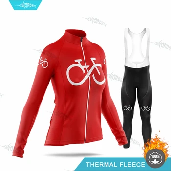 2020 Požičovňa Ženy Cyklistické Oblečenie S Dlhým Rukávom Cestnej Bike Jersey Nastaviť Zimná Fleece Racing Vlastné Jednotné Mallot Ciclismo Mujer