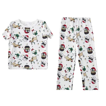 Zodpovedajúce Rodinu Vianočné Pyžamo Nastaviť, Zábavné Santa Tlač Krátke Rukáv Tričko + Nohavice Nastaviť Sleepwear