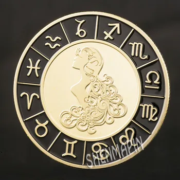 Celý Set Dvanásť Súhvezdí Pamätné Mince Šťastie Astrológia Diamond-Nastavenie Sun Moon Súhvezdí Mincí, Zberateľských Dary