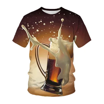 2020 nové letné 3D vytlačené bublina pivo vzor pánske t-shirt bežné krátky rukáv pánske t-shirt hip hop móda
