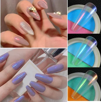 Dvojité Farba Pevné Aurora Nechtov Prášok Transparentné Holografické Neon Nechtov Glitters Chameleon Jemný Prach Chrome Nail Art Pigmenty