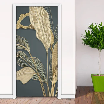 3D Banán Leaf Dvere Nálepky Dekorácie, Nástenné Foto Tapety Štúdia Obývacia Izba, Spálňa Nepremokavé Samolepiace Nálepky Dvere