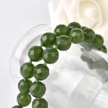 Prírodné Zelené Chalcedony Kamenné Skvosty, Náhrdelníky 12 mm Korálky HOBBY Ručné Uzol Žien Náhrdelník Šperkov Náhrdelník Energie Mužov Šperky