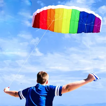 1.4 m Rainbow dvojriadkový Kúsok Parafoil Kite Vonkajšie Športové Hračky Pre Deti S Lietajúcim Nástroje Line Plachtenie Kitesurf Kite Beach