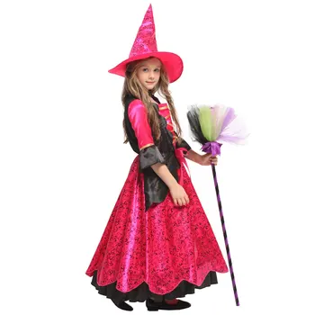 Krásne Ružové Krásy Malé Čarodejnice Dievča Cosplay Kostým pre Dievčatá Dieťa Halloween Karneval Party Mardi Gras Maškarný G-0328