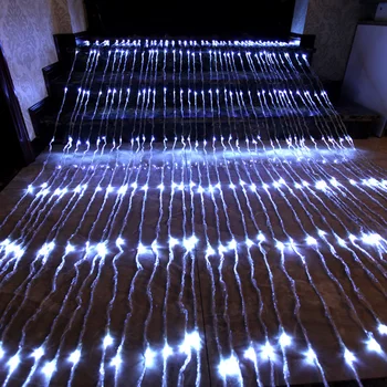 Víla String Garland 3X3M 320 LED Vodopád Nepremokavé meteorický dážď Dážď String Svetlo Vianoce Svadba Opony Cencúľ