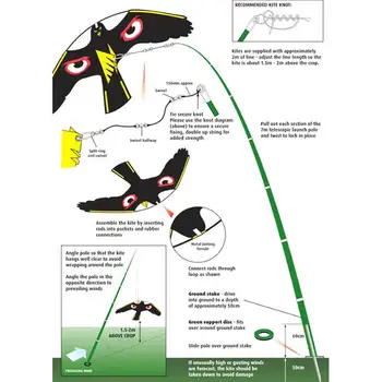 Emulácia Black Bird Odpudzujúce Hawk Lietanie Draka Scarer Vták Repeller Holub na Odpudzovanie Hmyzu Pest Control pre Strašiak Záhrada