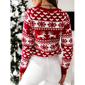 Nové 2020 Vianočný Sveter Pletené Elk Ugly Sweater O-krk Dlhý Rukáv Pulóver Jumper Jeseň Zimné Oblečenie Pre Ženy T0N206A
