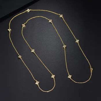 YoGe Svadobné&Party Šperky pre Ženy , N1203 Módny tvar štvorec AAA CZ kamene dlhý sveter náhrdelník