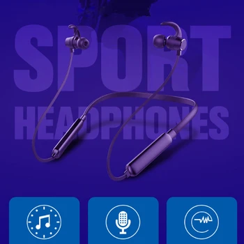 Nové magnetické športové bluetooth headset Ťažké basy s uväzovaním za krk in-ear pre Športové počúvanie hudby, hier, telefonovanie lenmai