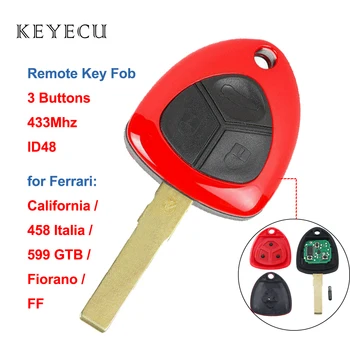 Keyecu 3 Tlačidlá Diaľkového Smart Auto Tlačidlo 433MHZ Kompletný Kľúč pre Ferrari 458 Italia California 599 GTB Fiorano FF ID48 Čip