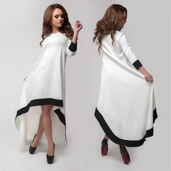 Elegantné Tenké Módne Nepravidelný Ženy Šaty Black & White Patchwork Dlho Dámy Strany Štíhle Dámy Bežné Vestidos