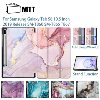 MTT Mramoru Prípad Tabletu Samsung Galaxy Tab S6 10.5 palcový SM-T860 SM-T865 T867 2019 PU Kože Flip Stojan Smart Cover Fundas