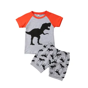 Chlapci Dinosaura Vzor Oblečenie Nastaviť Nové Módne Deti Chlapcov Zvierat Tlač Topy T-shirt Krátke Nohavice Deti Krátky Rukáv Oblečenie