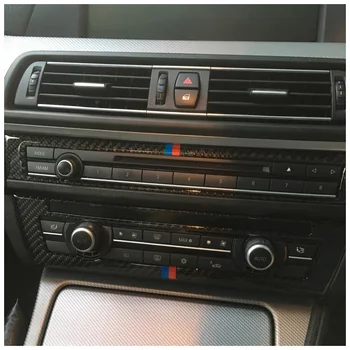 Carbon Fiber AC + CD Ovládací Panel Nálepky Výbava Kryt Nálepky vhodné Na BMW 5 F10 Série 520i 528i 535i 530i