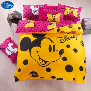 DISNEY Mickey Mouse posteľná bielizeň Nastaviť Obliečky Kryt Nastaví jednoduché dvojité Kráľovná King Size minnie mickey Deti, prístelky nastaviť bytový textil darček