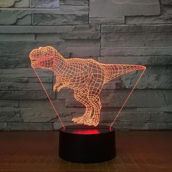 Tyrannosaurus Rex 3D Led Lampa 7 Farebné Nočné Lampy pre Deti Dotykový Led USB Tabuľka Lampara Lampe Dieťa Spí Nočného Poklesu Lode