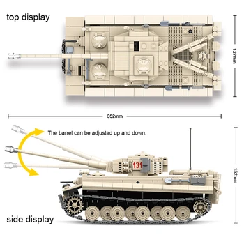 1018pcs Stavebné Bloky WW2 Tiger 131 ťažký Tank Mesto Technic Vojenské Tehly Vojak Amry Zbraň Údaje darčeky pre deti