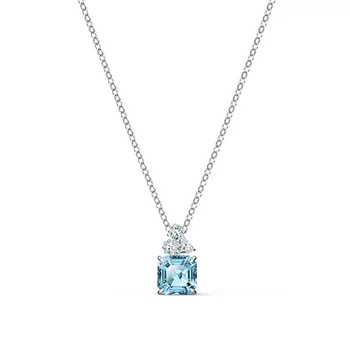 Vysoko Kvalitné Módne Šperky SWA Kúzlo Modrý Štvorec Nádherné Modrý Štvorec Crystal Ženské Romantické Šperky Darček Náhrdelník Pre Ženy