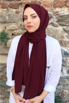 Ženy Móda Moslimských Scarfs Šatkou Hidžáb Turecko Bavlna Vytlačené Šatkou Bežné Vzorované 2020-2021 Burgundsko Medina Jej Hodvábna Šatka