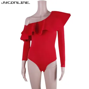 JYConline 2019 Jedného Pleca Kombinézu Ženského Tela Top Volánikmi Jumpsuit Sexy Remienky Dámske Jumpsuit Playsuit Combinaison Femme