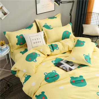 Denisroom roztomilý posteľná bielizeň malá žaba cumlík posteľná bielizeň sady perinu posteľ list a obliečky na vankúše posteľ nastaviť deti MJ71#