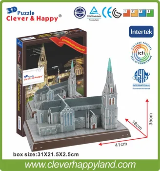 Nový chytrý&rád 3d puzzle model Christchurch Cathedral diy Vedy a Vzdelávania hračky a hry pre deti papier