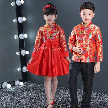 Deti Čína Šaty Tang Čínske Tradičné Odevy Bunda Kostým, Nohavice Pre Dieťa, Chlapec, Dievča Oblečenie