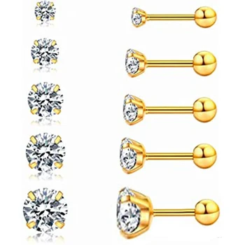 Multi-Farebné Cubic Zirconia Stud Náušnice Pre Ženy, Elegantná Móda Štyri-Pazúry Kolo Loptu Náušnice Šperky Brincos Aretes bijoux