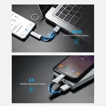 FLOVEME 3 v 1 Mini Kľúčom USB Kábel Micro USB, Typ C Pre iPhone, iPod Rýchlo Nabíjačka Synchronizáciu Údajov Nabíjací Kábel Cabo Kábel Cabel