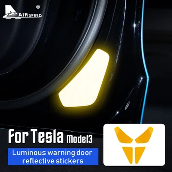 RÝCHLOMER 4pcs Dvere Svetelný Nepremokavé Bezpečnostné Výstražné Svetlo Odrážajúce Pásy Nálepka pre Tesla Model 3 Príslušenstvo Auto Styling