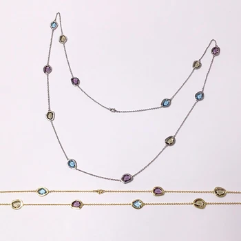 Najznámejšie Značky Šperky Farebné SWR Crystal Náhrdelník s Dlhým Reťazcom 12 Kamene High-End Candy Štýl Sveter Náhrdelníky pre Krásu