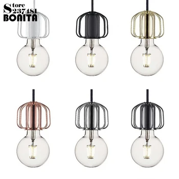 Dánsky dizajn, Moderné Malé závesné osvetlenie spálne Malý železnej klietky kábel prívesok lampa Edison Žiarovky droplight loft